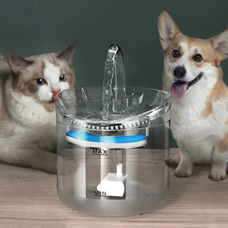 HpyTech Otomatik Kedi Köpek Su Sebili 2L ,Hareket Sensörlü, Filtreli, Musluk Uçlu Akıllı Su İçme Çeşmesi