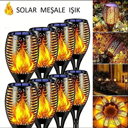 HpyTech  Solar Bahçe Meşalesi -| Alev Efektli Dış Mekan Solar Lamba | Bahçe, Yol ve Teras Işıklandırması 4 adet