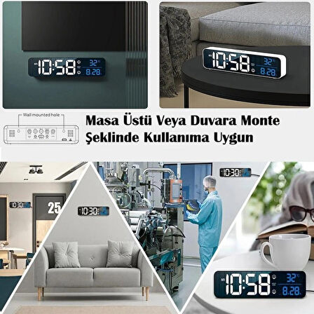 HpyTECH LED Dijital Masa Saati | Kablosuz Şarj, Çift Alarm, Sıcaklık Ölçer  