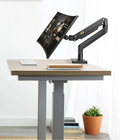 HpyTech Gazlı Yaylı Monitör Kol Standı,North Bayou Ayarlanabilir, Masa Üstü, VESA Uyumlu(22’’ – 40’’)