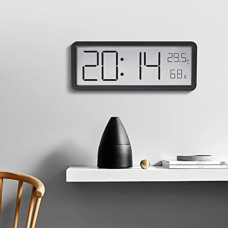 HpyTech Dijital Masa ve Duvar Saati  Termometre & Nem Göstergeli LCD Saat  Büyük Ekranlı, Sessiz