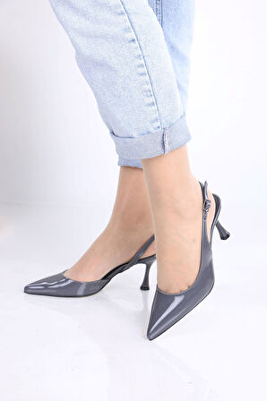 Sarah Gri Rugan Topuklu Ayakkabı