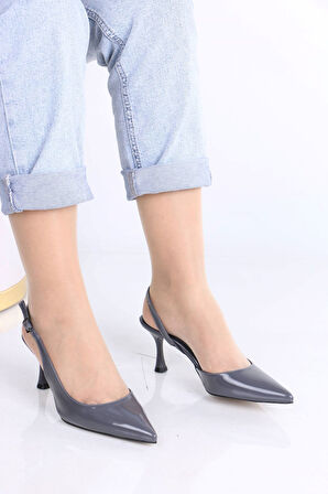 Sarah Gri Rugan Topuklu Ayakkabı