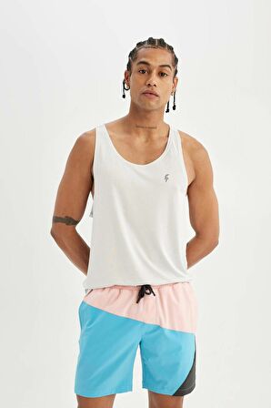 DeFactoFit Regular Fit Baskılı Esnek Dokulu Sporcu Kısa Boy Deniz Şortu B5999AX24HSTR231