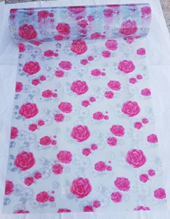 ŞEFFAF DESENLİ  80cm x 180cm MASA ÖRTÜSÜ 1.7mm KALIN PVC KAYMAZ MASA ÖRTÜSÜ