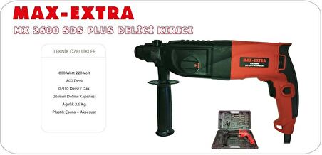 Max Extra MX 2600 Kırıcı Delici Matkap Aksesuarlı 2.6 Kg