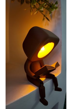 3D Home Aksesuar Dekoratif Işıklı Sevimli Kitap Okuyan Biblo Led Tealight Gece Lambası