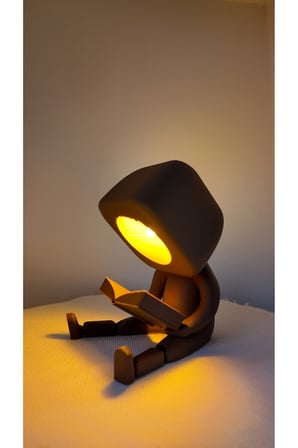 3D Home Aksesuar Dekoratif Işıklı Sevimli Kitap Okuyan Biblo Led Tealight Gece Lambası