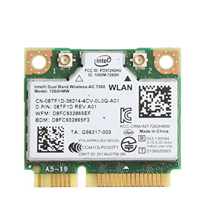 Intel Dual Band Wireless-AC 7260HMW 802.11ac 5GHz 300-867 Mbps Notebook WiFi Card