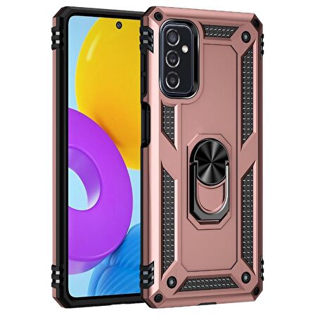Smcase Samsung Galaxy M52 5G Kılıf Vega Yüzüklü Tank Silikon  Nano Ekran Koruyucu