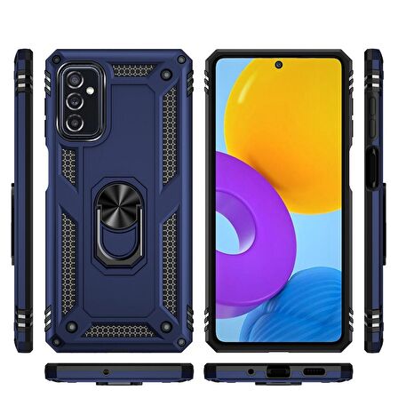 Smcase Samsung Galaxy M52 5G Kılıf Vega Yüzüklü Tank Silikon  Nano Ekran Koruyucu