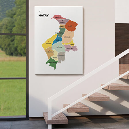 Harita Sepeti Hatay İli ve İlçeler Haritası Dekoratif Kanvas Tablo 1355