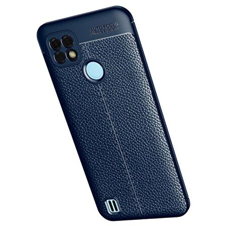 Smcase Realme C25s Kılıf Kamera Korumalı Deri Dokulu Silikon