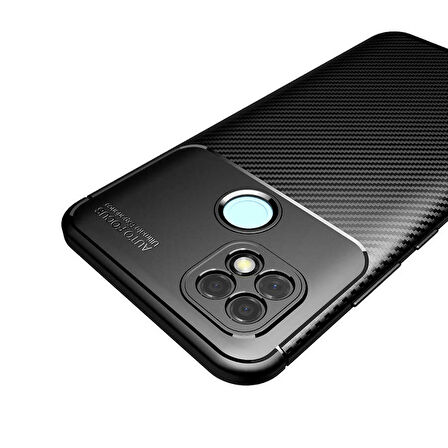 Smcase Realme C25s Kılıf Kamera Korumalı Karbon Negro Silikon  Nano Ekran Koruyucu