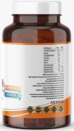 Vitamin C Çinko Propolis Vitamin D Resveratrol 60 Tablet