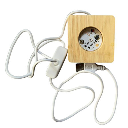 Uretti - Funda 1593 0157 Işıklı Ahşap Kare Kaideli Yonca Temalı Cam Küre /  6 Cm