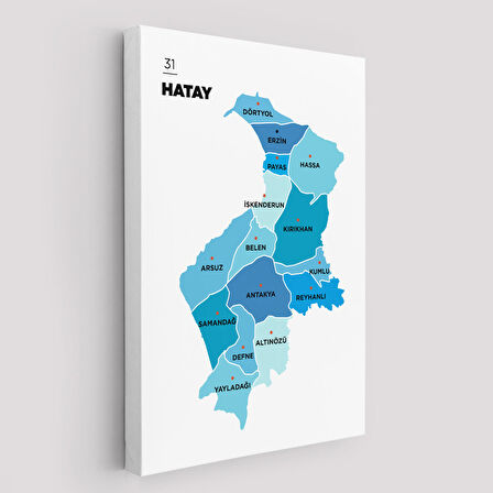 Harita Sepeti Hatay İli ve İlçeler Haritası Dekoratif Kanvas Tablo 1356