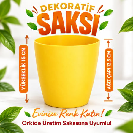 Premium Saksı Seti V1 - 4'lü Dekoratif Orkide Saksısı 1,25 L ( Beyaz, Turuncu, Kırmızı, Sarı)