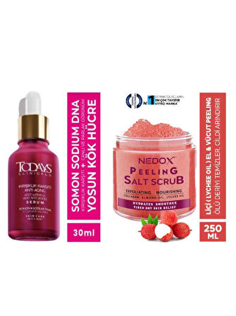 Todays Clinicals Somon + NEDOX Liçi (LYCHEE OİL) Besleyici, Arındırıcı Ve Nemlendirici El & Vücut Peelingi 250 ml