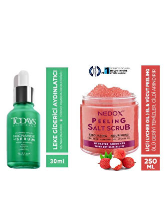 Todays Clinicals Aydınlatıcı Serum + NEDOX Liçi (LYCHEE OİL) Besleyici, Arındırıcı Ve Nemlendirici El & Vücut Peelingi 250 ml