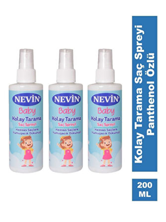 Nevin Kolay Tarama Saç Spreyi Panthenol Özlü 200ml 3 Adet