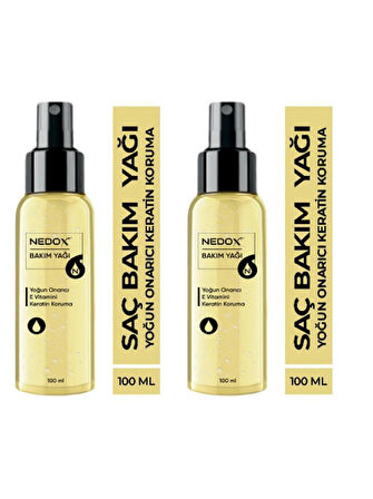 NEDOX 2 Adet Keratin Özlü Onarıcı E Vitaminli Saç Bakım Yağı 100 ml