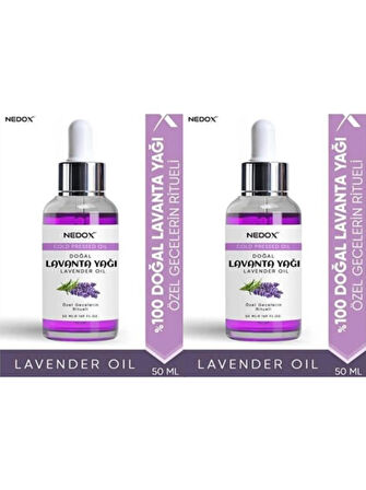 NEDOX 2 Adet Lavanta Yağı %100 Doğal Bitkisel Özel Gecelerin Ritueli Lavender Oil 50 Ml