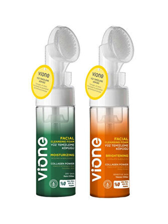 vione 2 Li Set Yüz Temizleme Köpüğü 150ml Özel Fırçalı
