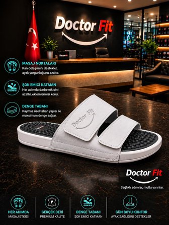Doctor Fit 44 Numara Refleksoloji Rahatlatıcı,Akapunktur Masaj Terliği Beyaz Erkek Terliği 