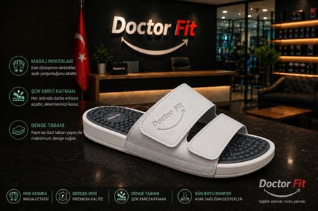 Doctor Fit Refleksoloji Rahatlatıcı,Akapunktur Masaj Terliği Beyaz Erkek Terliği 45 Numara