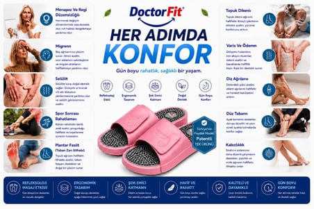 Doctor Fit Refleksoloji Rahatlatıcı,Akapunktur Masaj Terliği Beyaz Erkek Terliği 45 Numara