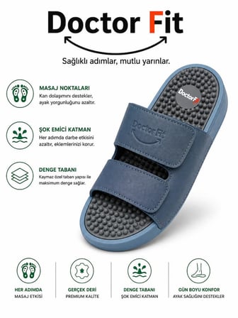 Doctor Fit 43 Numara Refleksoloji Rahatlatıcı,Akapunktur Masaj Terliği Mavi Erkek Terliği 