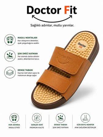 Doctor Fit Refleksoloji Rahatlatıcı,Akapunktur Masaj Terliği Taba Erkek Terliği 41 Numara