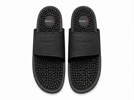 Doctor Fit 41 Numara Unisex Refleksoloji Rahatlatıcı,Akapunktur Masaj Terliği Antibakteriyel Deri Siyah 