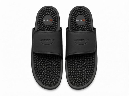 Doctor Fit Refleksoloji Rahatlatıcı,Akapunktur Masaj Terliği Antibakteriyel Deri Siyah 45 Numara Unisex