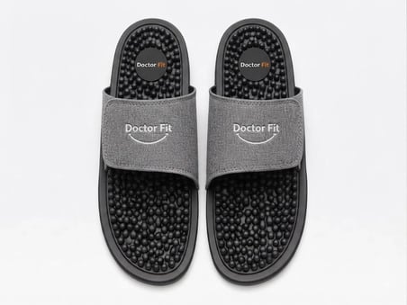 Doctor Fit 36 Numara Unisex Refleksoloji Rahatlatıcı,Akapunktur Masaj Terliği Antibakteriyel Deri Gri 