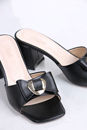 Ellery Siyah Mat Deri Topuklu Terlik