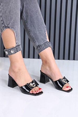 Ellery Siyah Rugan Topuklu Terlik