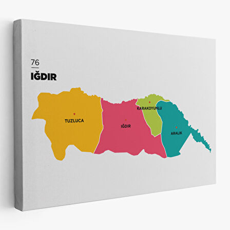 Harita Sepeti Iğdır İli ve İlçeler Haritası Dekoratif Kanvas Tablo 1357
