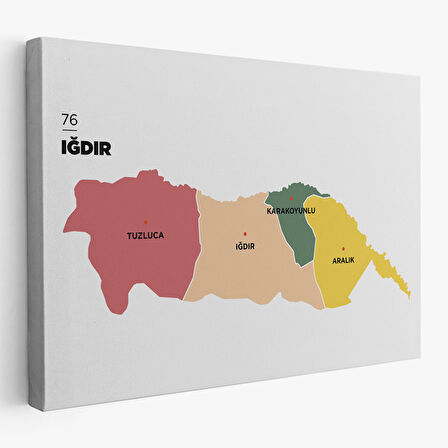 Harita Sepeti Iğdır İli ve İlçeler Haritası Dekoratif Kanvas Tablo 1358