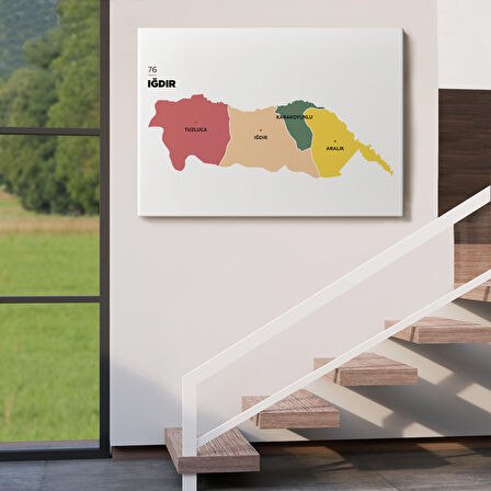 Harita Sepeti Iğdır İli ve İlçeler Haritası Dekoratif Kanvas Tablo 1358