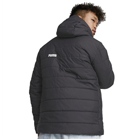 Essential Hooded Padded Erkek Siyah Günlük Stil Ceket 84893801