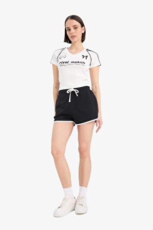 DeFacto Coool Regular Fit Esnek Belli Bağcıklı Kalın Mini Şort A6224AX25SMBK81