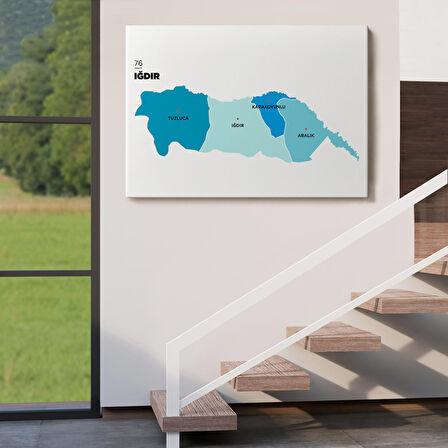 Harita Sepeti Iğdır İli ve İlçeler Haritası Dekoratif Kanvas Tablo 1359