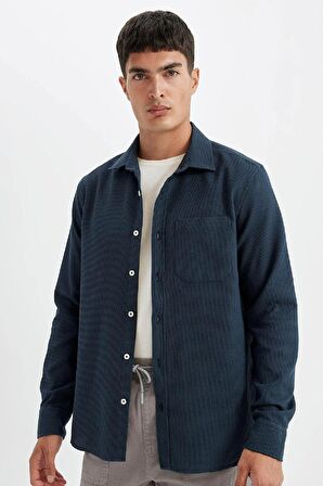 DeFacto Regular Fit Basic Düz Pamuklu Uzun Kollu Gömlek D1058AX24AUAR224