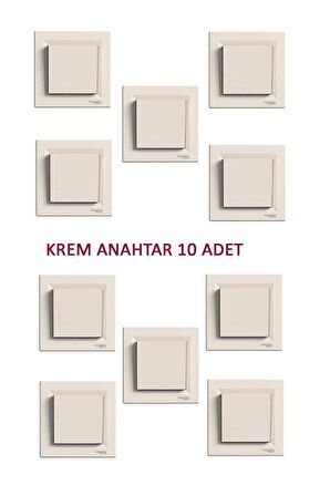 Schneider Asfora Krem Anahtar 10 Adet - Çerçeveli