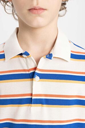 DeFacto Erkek Çocuk Çizgili Pike Kısa Kollu Polo Tişört B6151A824SMER99