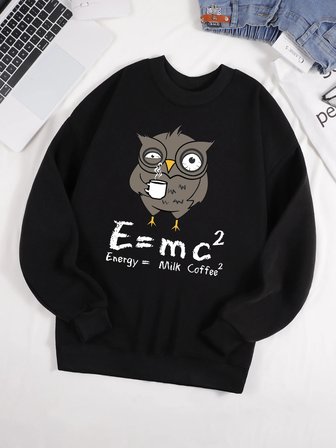 Baykuş İçme Kahve Ve Geç Kalma Desen Erkek Kazak Sonbahar 0-Boyun Kazak Hip Hop Giysileri Uni