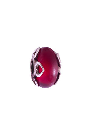 Buzlu Mat Kırmızı Murano Charm | 925 Ayar Gümüş