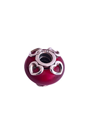 Buzlu Mat Kırmızı Murano Charm | 925 Ayar Gümüş